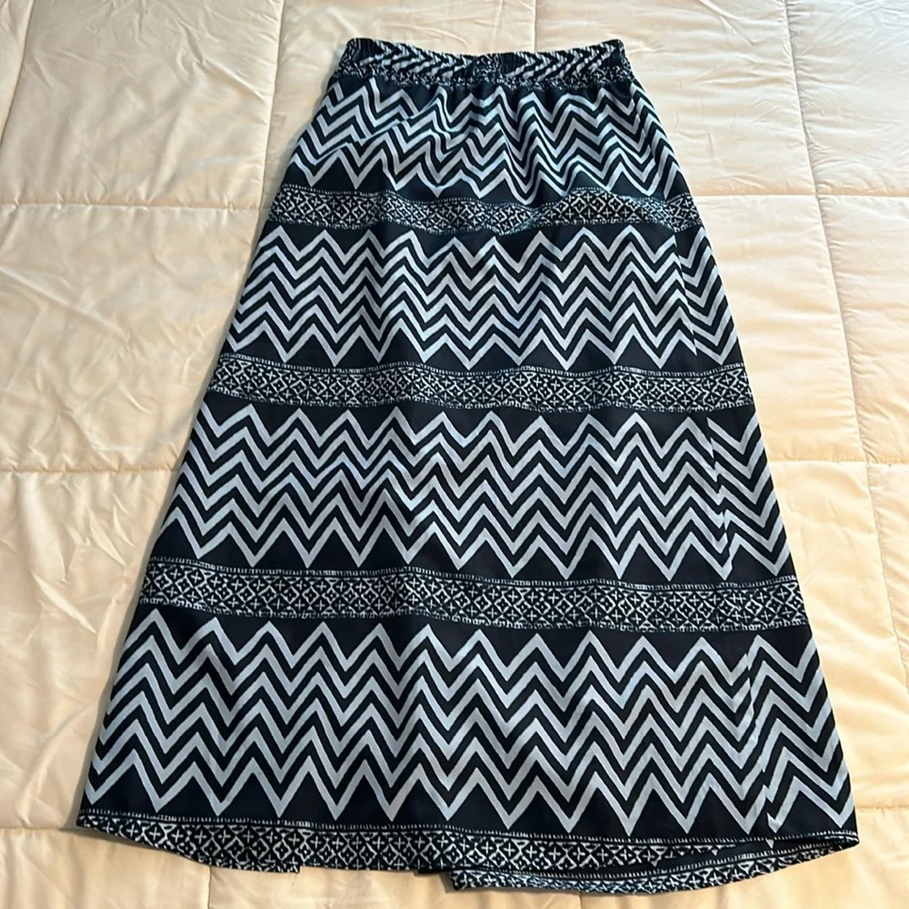 Michael Kors Skirt Size XS Blue Pattern High Slit Maxi - Picture 7 of 7